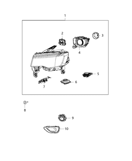 2018 Jeep Grand Cherokee Lamps, Front Diagram 2