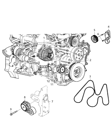 2007 Dodge Ram 2500 Pulley-Idler Diagram for 68000833AB