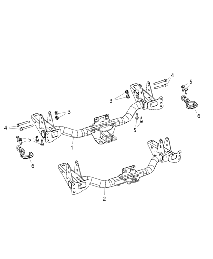 2020 Jeep Gladiator Tow Hooks & Hitches, Rear Diagram