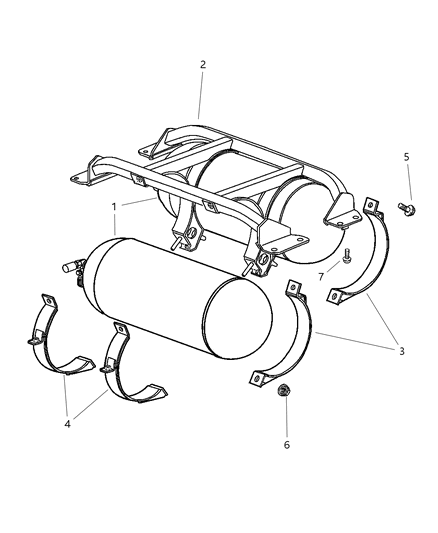 2001 Dodge Ram Wagon Fuel Cylinder, Rear Diagram