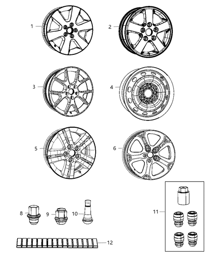 2015 Dodge Journey Aluminum Wheel Diagram for 5LN63GSAAB