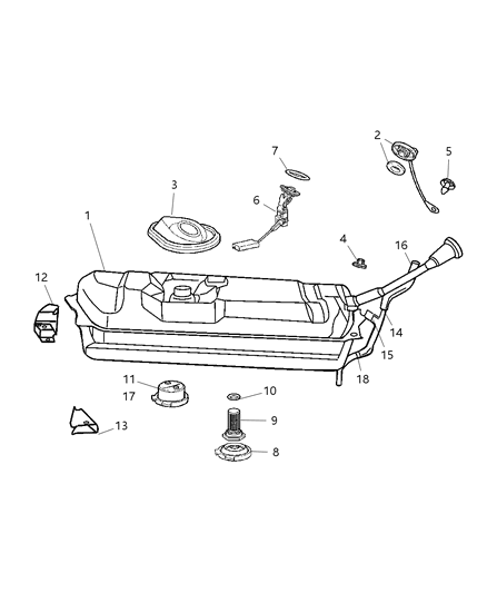 2005 Chrysler Crossfire Fuel Tank & Attaching Parts Diagram