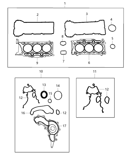 2019 Jeep Cherokee Engine Gasket Kits Diagram 3