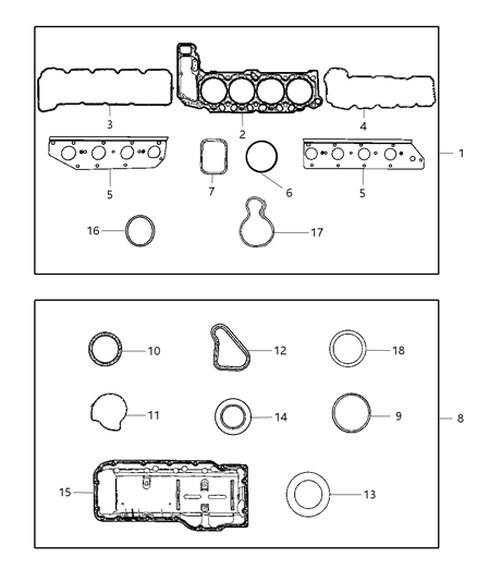 2008 Jeep Grand Cherokee Gasket Packages Diagram 2