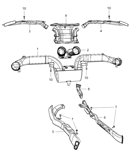 2010 Chrysler PT Cruiser Air Ducts Diagram