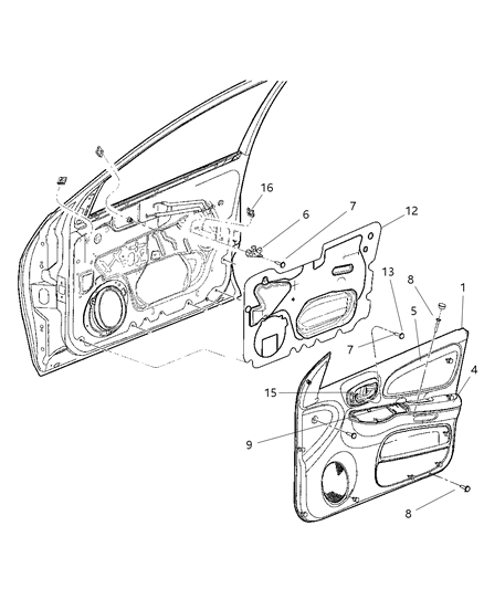 2004 Dodge Neon Panel-Front Door Trim Diagram for WC62XDVAB