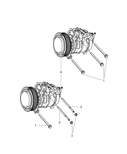 2015 Ram 3500 Pickup A/C Compressor Mounting Diagram 1