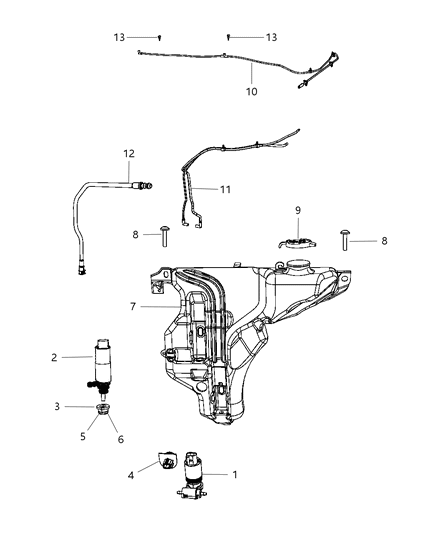 2009 Dodge Journey Pump-Washer, HEADLAMP Diagram for 68041383AA
