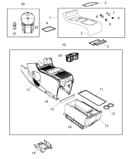 2013 Chrysler Town & Country Front Console Front Diagram