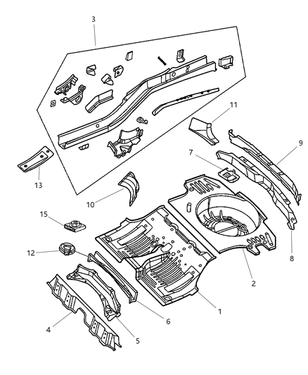 2003 Jeep Grand Cherokee Pan-Floor Diagram for 55137229AE