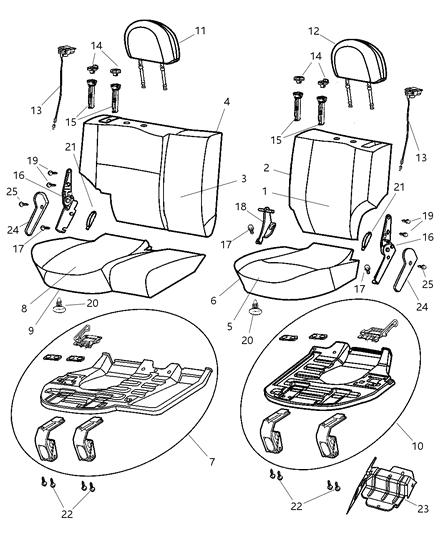 2003 Jeep Grand Cherokee Rear Seat Cushion Diagram for XU031DBAA