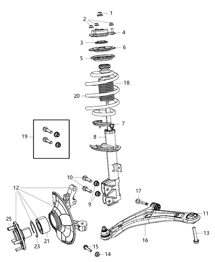 2010 Dodge Caliber Front Lower Control Arm Diagram for 5105041AE