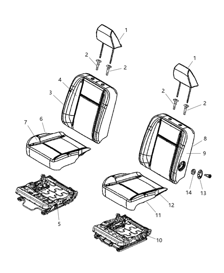 2007 Dodge Ram 3500 Pickup Front Cloth Bucket Diagram