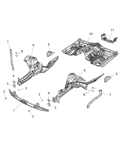 2021 Dodge Durango Front Floor Pan Diagram