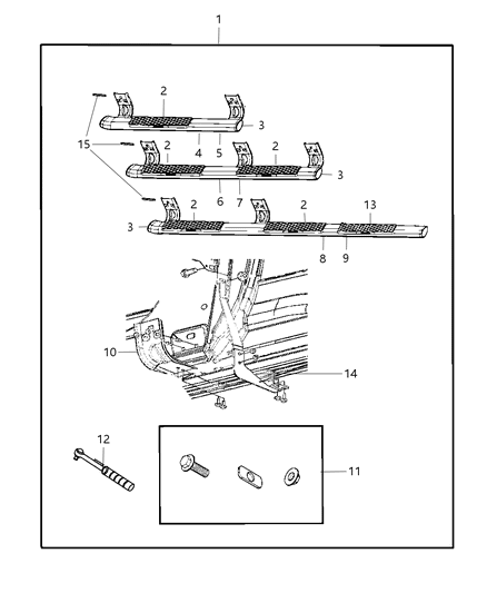 2012 Ram 3500 Pickup Step Kit, Tubular Side Diagram