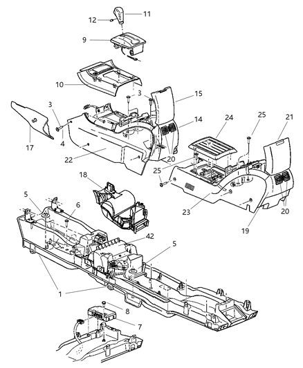 2005 Chrysler Pacifica Console-Floor Diagram for 5161875AA