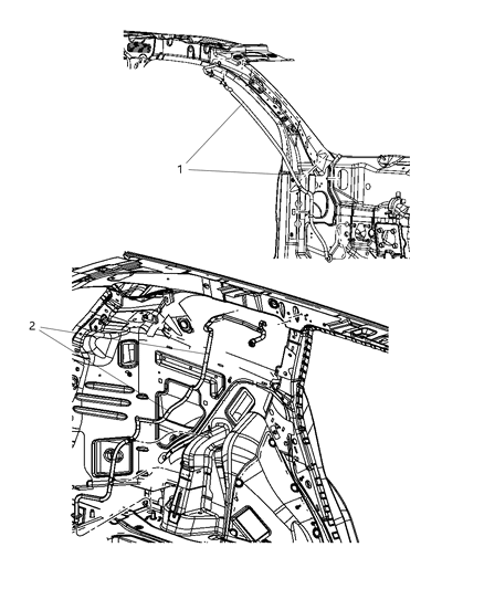 2011 Dodge Journey Sunroof Drain Hoses Diagram