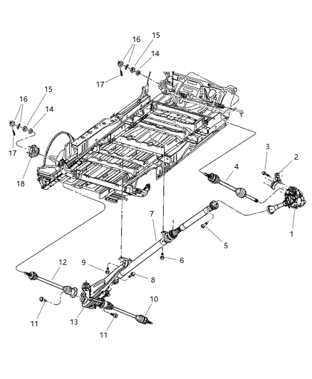 2004 Chrysler Town & Country Axle Half Shaft Diagram for 4641855AA