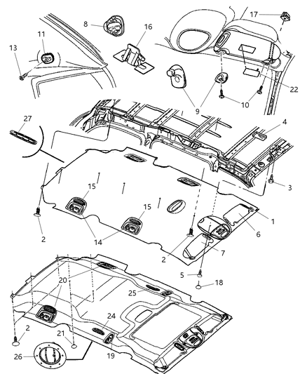 2006 Dodge Grand Caravan Headliner & Visor Diagram