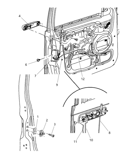 2006 Jeep Grand Cherokee Front Door Latch Assembly Diagram for 55394232AE