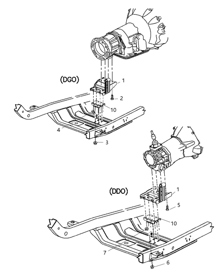 2003 Jeep Wrangler Engine Mounting, Rear Diagram