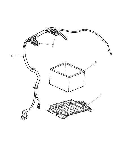 2002 Dodge Neon Battery Tray & Cables Diagram