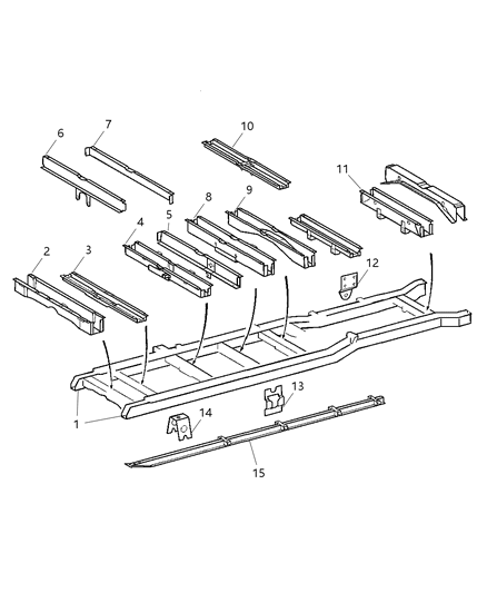 2002 Dodge Sprinter 2500 Side Frame Rails & Crossmembers Diagram 2