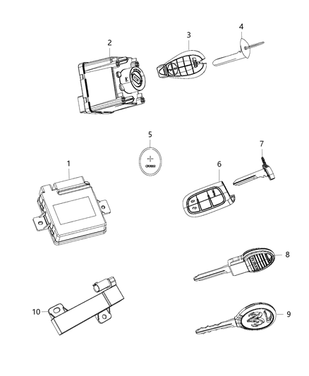 2017 Ram 1500 Modules, Receiver, Keys And Key Fobs Diagram