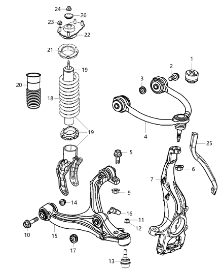 2011 Jeep Grand Cherokee Front Coil Spring Diagram for 68029624AE