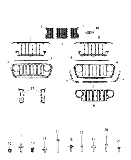 2020 Jeep Gladiator Rivet Grille To Carrier Diagram for 68436743AA