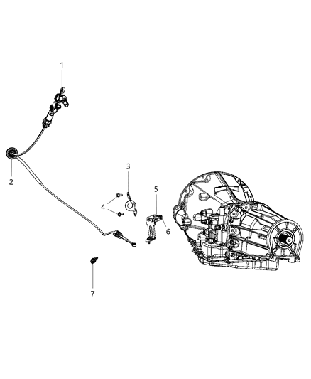 2010 Dodge Dakota Gearshift Lever , Cable And Bracket Diagram 1