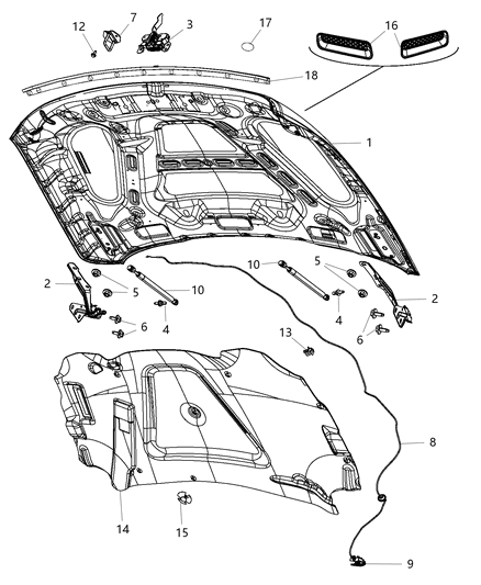 2013 Ram 1500 Hood Latch Diagram for 4589707AB