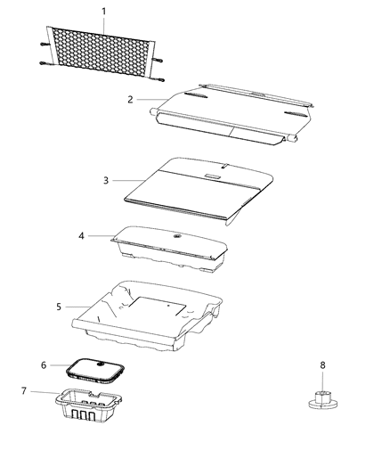 2019 Dodge Journey Cargo Covers, Bins And Organizers Diagram