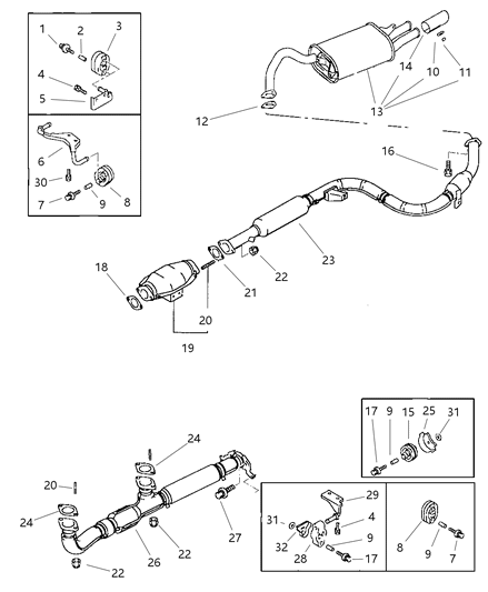 1997 Chrysler Sebring Coupe Exhaust Pipe & Muffler Diagram 2