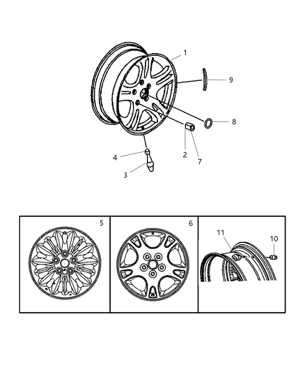 2006 Dodge Grand Caravan Wheels & Hardware Diagram