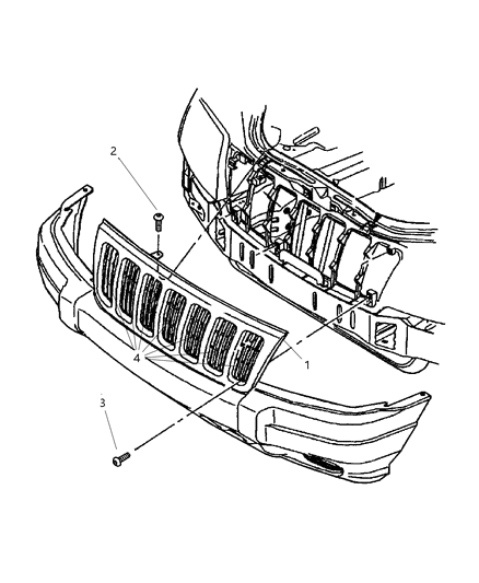 2002 Jeep Grand Cherokee Grille & Related Parts Diagram