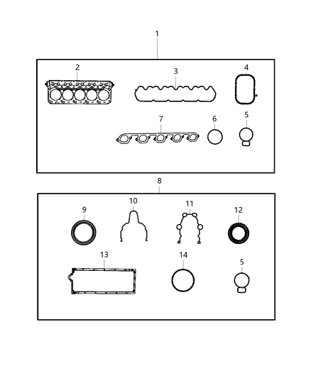 2016 Dodge Viper Engine Gasket Kits Diagram