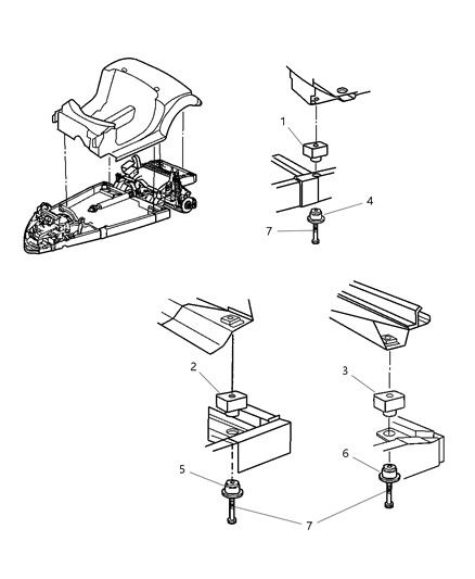 2002 Chrysler Prowler Body Hold Down, Rear Diagram