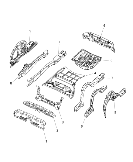 2020 Dodge Challenger CROSSMEMBER-Floor Pan Diagram for 5112809AF