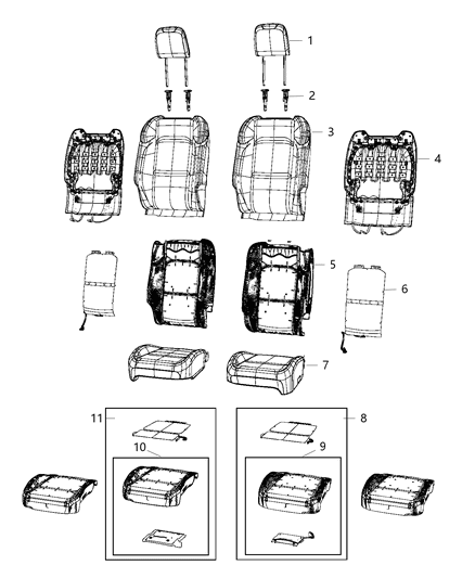 2021 Jeep Wrangler Cover-Front Seat Back Diagram for 7BV35LK5AC