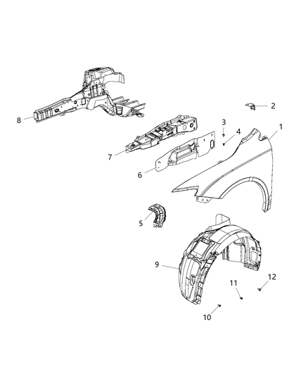 2015 Chrysler 200 Front Fenders & Shields Diagram