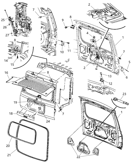 2007 Jeep Commander Liftgate Latch Diagram for 4589124AA