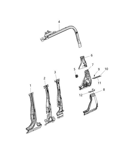 2021 Jeep Gladiator Reinforce-C Pillar Diagram for 68342014AA