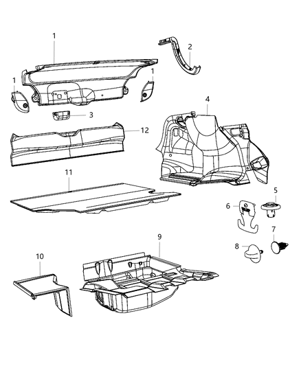 2016 Dodge Charger Carpet - Luggage Compartment Diagram