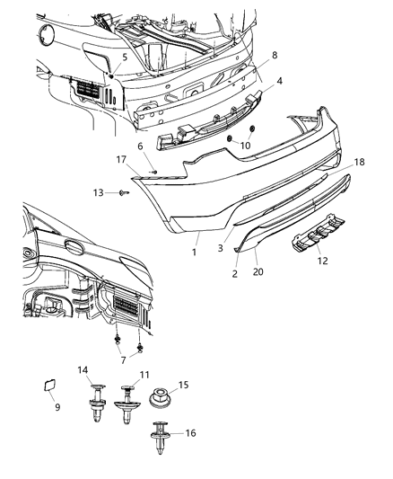 2013 Chrysler 200 Bracket-FASCIA Diagram for 68083150AE