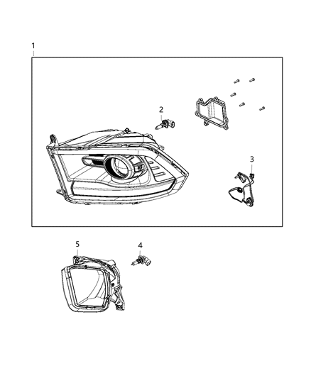 2020 Ram 1500 Bulb-Headlamp Diagram for L003757KAX