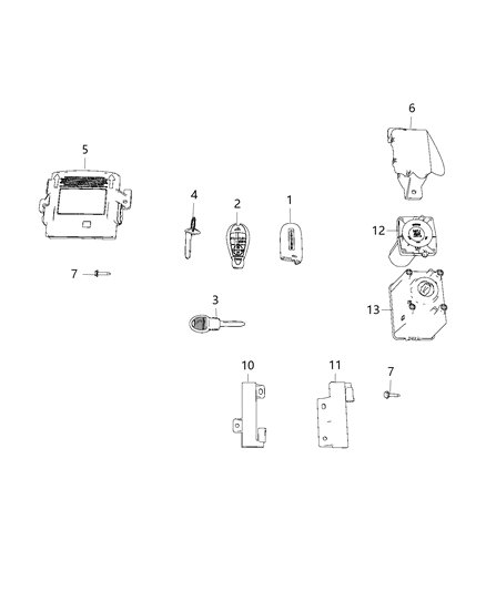 2016 Dodge Dart TRANSMTR-Integrated Key Fob Diagram for 68225803AB