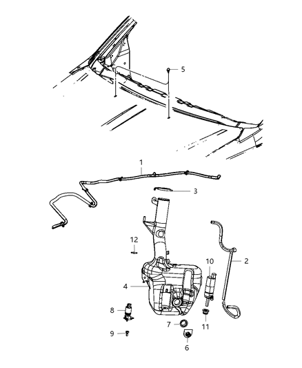 2013 Chrysler Town & Country Washer System Front Diagram