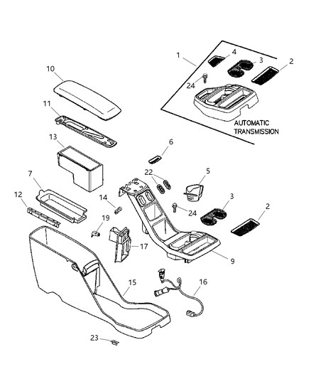 2002 Dodge Durango Console-Base Diagram for UE111DVAB