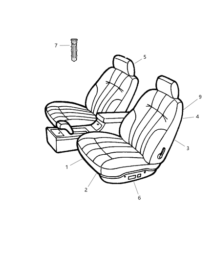 2001 Chrysler Concorde Seat Back-Front Diagram for UF531DVAA